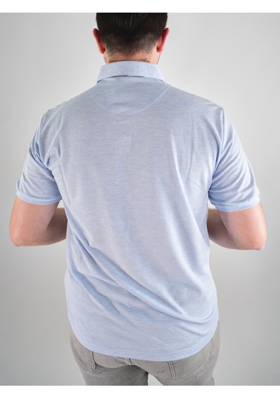 Coonless Battal Cepli Erkek Mavi Kısa Kol Yakalı Baba Tshirt Mavi