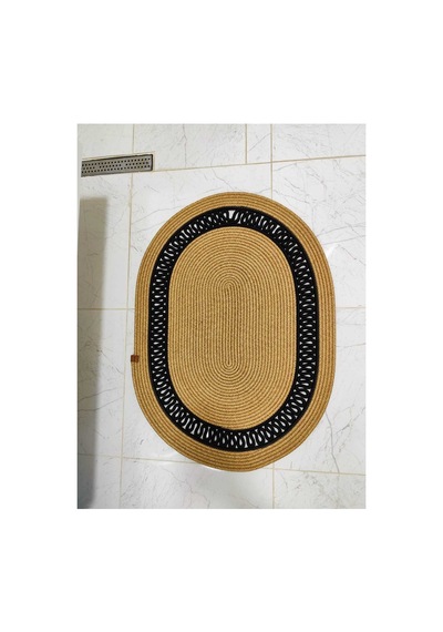 Jüt Desenli Kapı Önü Paspas Banyo Paspası Balkon Paspası Hediyelik Ev Eşyası Hasır Siyah Hasır Siyah