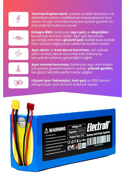 Onvo Ov11 Batarya Ultra Yüksek Kapasite 48v 14.000mah Pil