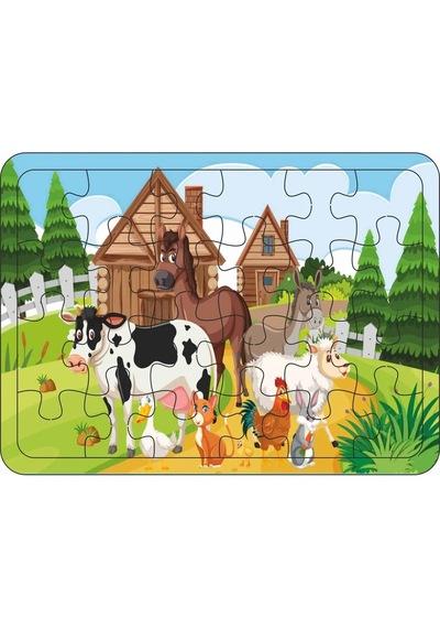 Ritoys Eğitici Öğretici Ahşap 24 Parça Renkli Puzzle 4lü Set