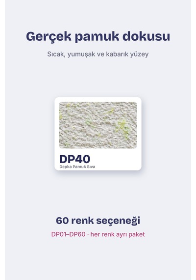 Depka Pamuk Sıva Dp40 2 Kg 7-8 M² İpek Sıva Alternatifi Isı Ve Ses Yalıtımlı Dekoratif Sıva
