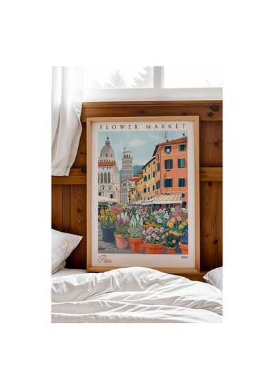 Pisa İtalya Çerçeveli Tablo Seyahat Severlere Salon Ve Ofis İçin Estetik Duvar Dekoru Travel Flower Market