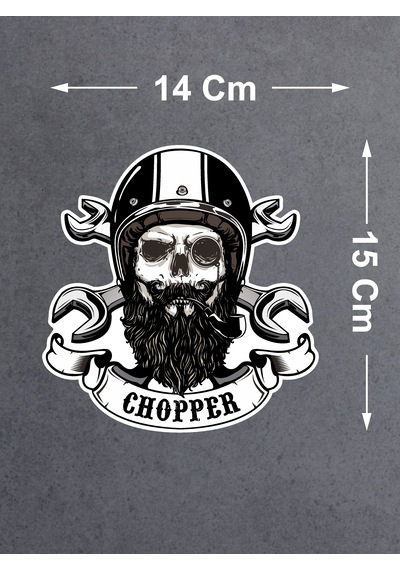 Chopper Kurukafa Sticker - Motosiklet Araba Oto Motor Cam Sticker - 00072 15x14 Cm