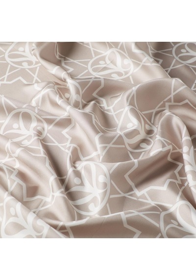 İpekevi Twill İpek Eşarp - Seljuk Monogram - Açık Taş - Siyah