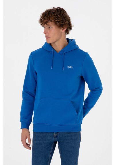 U.S. Polo Assn. Erkek Regular Fit Kapüşonlu Şardonlu Saks Basic Sweatshirt 50315582-VR032