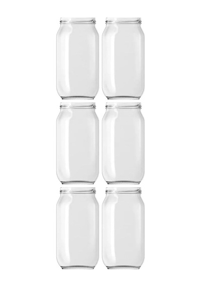 6 Adet 1000 Ml Metal Beyaz Konserve Kapaklı Şeffaf Paşabahçe Menemen Turşuluk Cam Kavanoz Diğer