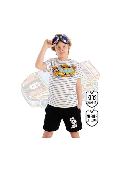 Yarışçı Araba Çizgili Erkek Çocuk Yazlık T-shirt Şort Takım