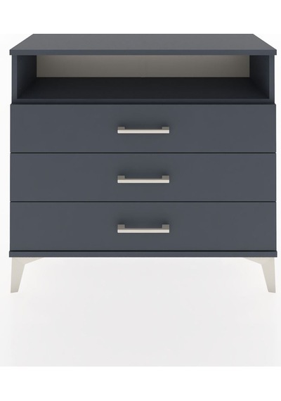 Arges Şifonyer Tek Raflı 3 Çekmeceli 88x30x80 Antrasit-antrasit Antrasit