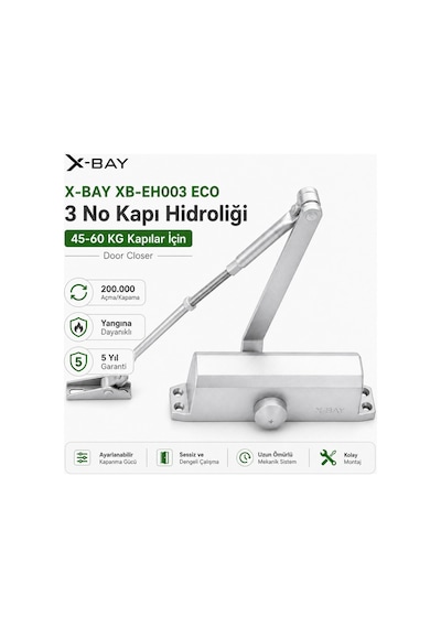 X-Bay  XB-EH003 ECO 3 Numara 45-60 Kg Kapılar İçin Kapı Hidroliği