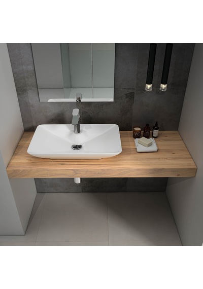 Isvea Sistema Y Tezgah Üstü Çanak Lavabo 65 Cm, Batarya Delikli Beyaz 10sy50065