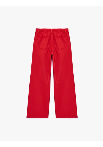 Koton Pamuklu Cep Detaylı Beli Bağcıklı Bol Pantolon - Loose Straight Fit Jean Kırmızı 6sal40022mw Koton Pamuklu Cep Detaylı Beli Bağcıklı Bol Pantolon - Loose Straight Fit Jean Kırmızı 6sal40022mw