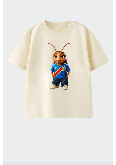 Monila Unisex Çocuk Pamuklu Demokratik Kongo Baskılı T-shirt Taş Monila Unisex Çocuk Pamuklu Demokratik Kongo Baskılı T-shirt Taş