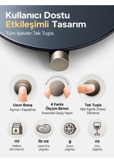 Hoto Qwcfc001 Akıllı Mutfak Terazisi Led Ekranlı, Taşınabilir Ve Hassas Ölçüm Siyah
