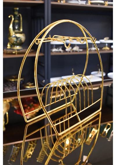 Fincan Askılığı Standı, 6'lı Kahve Fincan Askılığı Stand, Gold Fincanlık Metal Sarı Tr Diğer