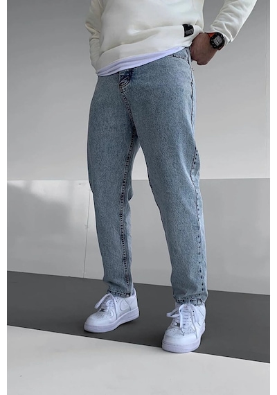 Buz Mavi Baggy Pantolon-Erkek Buz Mavi