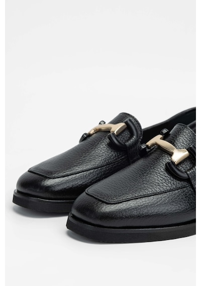 Tamer Tanca Kadın Hakiki Deri Siyah Loafer Ayakkabı 961 2301 Bn Ayk Sk23/24 Sıyah Fltr Siyah