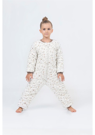 Cantoy Kız Erkek Çocuk Kalın Elyaf Dolgulu Premium Kalite 2.5 Tog Desenli Uyku Tulumu Kahverengi
