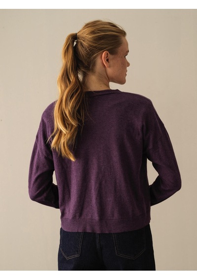 Xint Mor Slim Fit Açık V Yaka Pamuk Hırka 850832