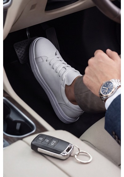 Liarca Asterio %100 Hakiki Deri Sararmayan Faylon Taban Sneaker Klasik Beyaz Ayakkabı