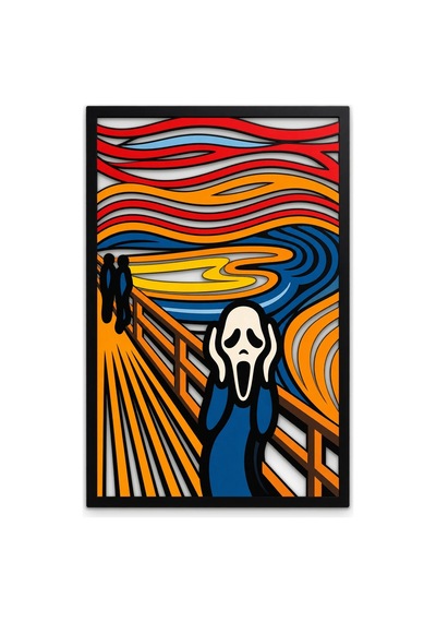 Maskeli Çığlık Metal Tablo 53x80 Cm Çok Renkli