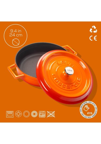 Döküm Çok Amaçlı Yayvan Tencere 24 Cm Turuncu - Lv Y St 24 K2 Çok Renkli