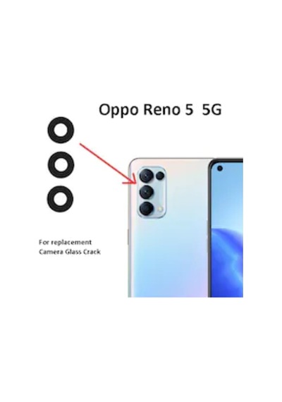 Oppo Uyumlu Reno 5 Pro Arka Kamera Camı Lensi (Çıtasız Sade Cam)
