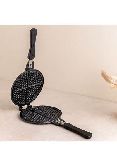 20 Cm Granit Döküm Waffle Tava - Bakalit Saplı Siyah