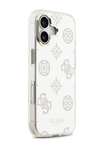 Apple Uyumlu iPhone 17 Kılıf Guess Lisanslı Metal Kamera Çerçeveli Simli Peony Aynalı Kapak Gümüş Gümüş