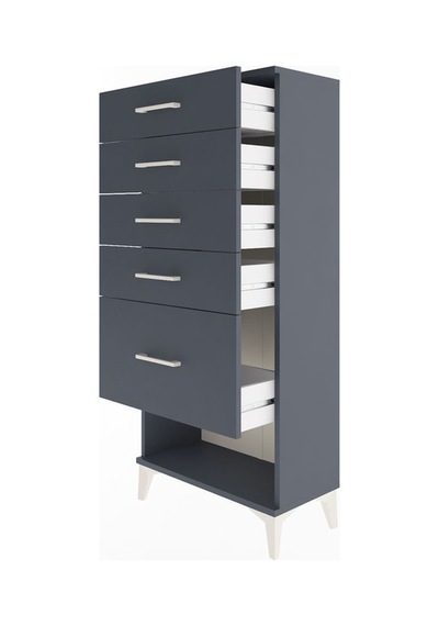 Arges Dolap 5 Çekmeceli 60x30x134 Antrasit-antrasit Antrasit