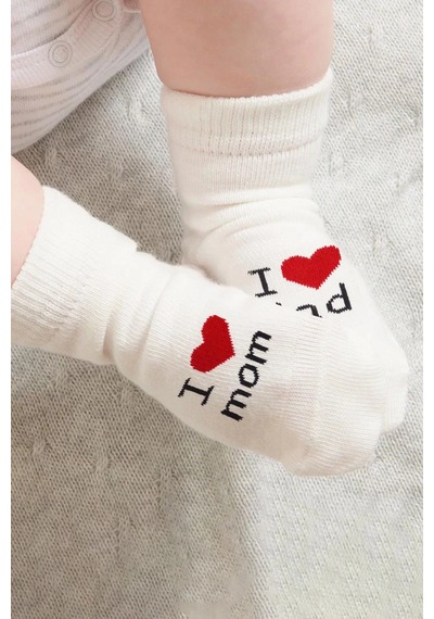 Mom Dad 3'lü Penye Soket Çorap 10123 Ekru Renkli Çok Renkli
