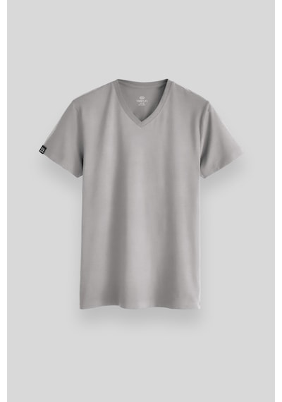 Tommy Life Taş Basic Kısa Kol Standart Kalıp V Yaka Erkek T-shirt - 87912 Taş
