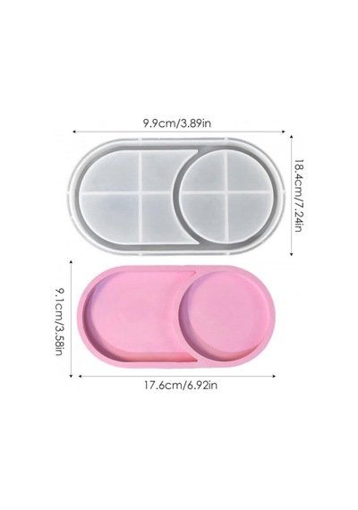 Epoksi Silikon Kalıp Oval Mini Tepsi Yuvarlak Bölmeli 18.4x9.9 Cm Şeffaf