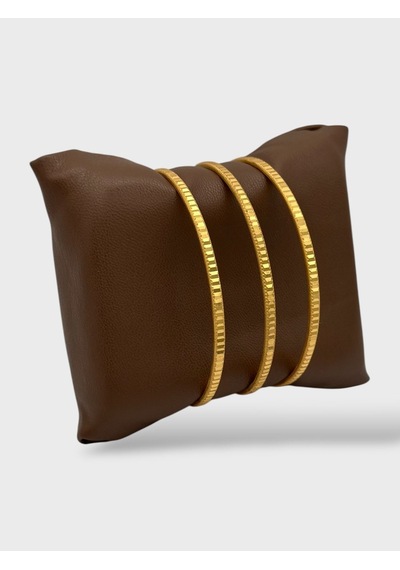 Arnes Jewelry Çelik 22 Ayar Altın Kaplama Desenli Ajda Bilezik - 3 Adet 22 Cm Ar626nes Gold