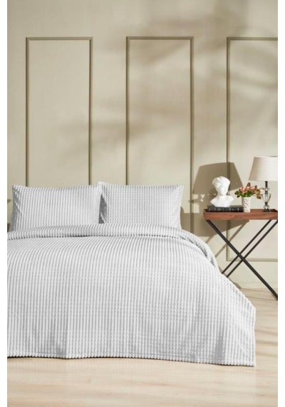 Özdilek Modern Line Çift Kişilik Battaniye Seti 220x240 -piramit Gri