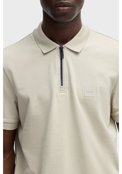 Boss Pamuklu Slim Fit Yarım Fermuarlı Polo Yaka T Shirt Erkek Polo 50537507 271 Gri GRİ