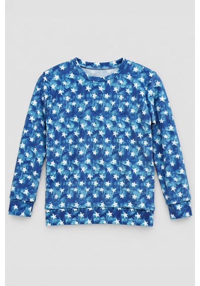 Markapia Erkek Çocuk Yıldız Desenli Yumuşak Kadife Dokulu Pijama Takımı Mavi
