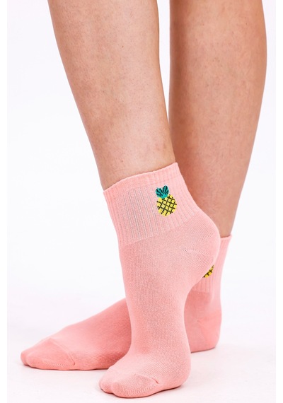 Desing Socks Premium Pamuklu Yumuşak Ve Kokulu 6'lı Meyve Desenli Bilek Kadın Çorap Seti - Nefes Alan Yapı Çok Renkli