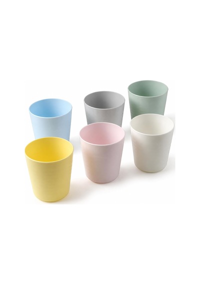 Çocuk Plastik Bardağı Pastel Çok Renkli 17 Cm 6'lı Paket Beyaz - Çok Renkli