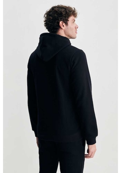 Ucla Jepsen Siyah Kapüşonlu Nakışlı Standard Fit Erkek Sweatshirt Siyah