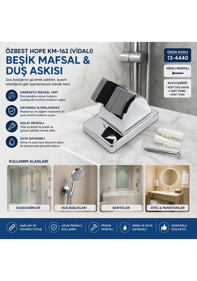 Özbest Hope Km-162 Vidalı Beşik Mafsal& Duş Askısı 25x10- 25'li Paket Diğer