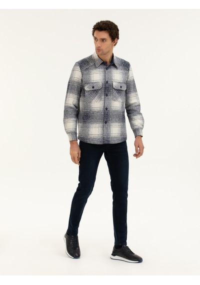 Cacharel Lacivert Yün Karışımlı Ekose Overshirt Gömlek Cacharel Lacivert Yün Karışımlı Ekose Overshirt Gömlek