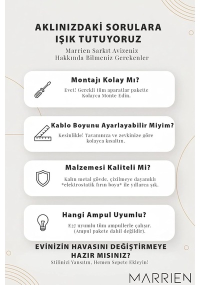 Ruby Metal Sarkıt Avize, Bohem Tavan Lambası Ve Salon Oturma Odası Aydınlatması - Krem - 30 Cm Modern Dekoratif Çok Renkli