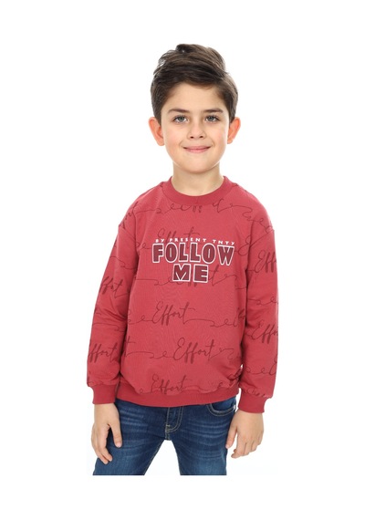 Toontoy Kids Toontoy Erkek Çocuk Follow Me Baskılı Sweatshirt Kiremit