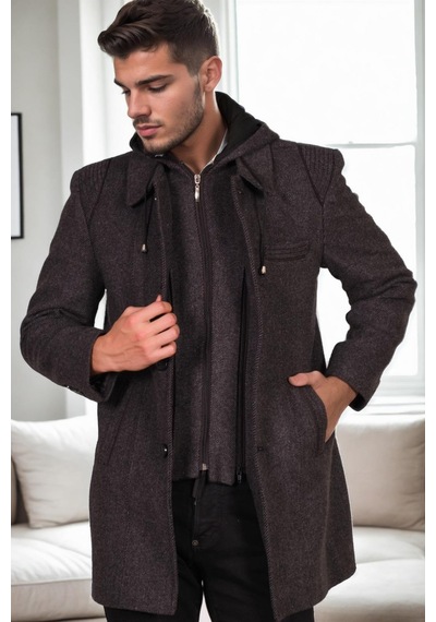 Plt8335 Dewberry Erkek Palto-diagonal Siyah-antrasit-3 Diagonal Siyah-antrasit-3