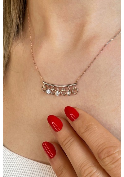 925 Ayar Gümüş Rose Kalp Figürlü Kolye - 23181001 Rose Gold