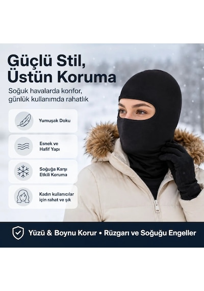 Womanandkids Wak Unisex Düz Siyah Balaklava 1 Adet Tek Beden Viskoz Kask İçi Motosiklet Outdoor Maske