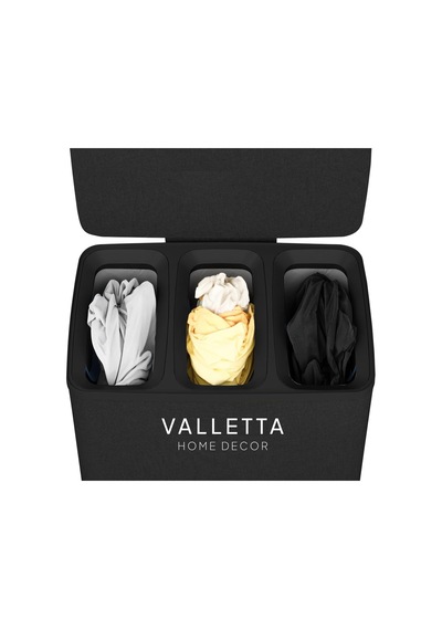 Paloma 120l Üç Yıkanabilir Bölmeli Katlanabilir Kumaş Kirli Çamaşır Sepeti Ink Black Xl Diğer