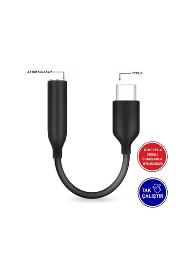 Type-c To 3.5mm Aux Kulaklık Adaptörü - Tak Çalıştır Ses Dönüştürücü