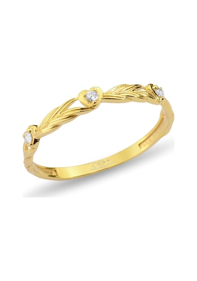 Çgk Çiğdem Gürel Kuyumculuk Taşlı Kalpli Minimal Altın Yüzük Gold