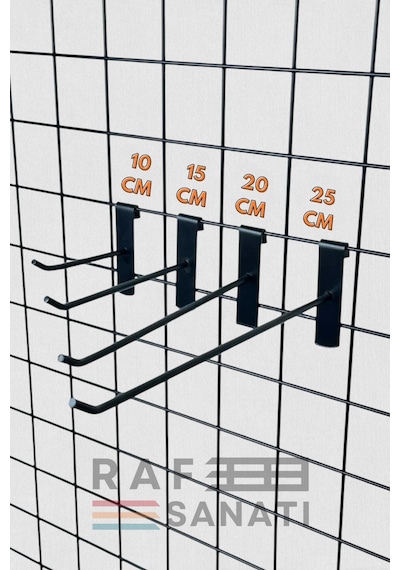 Siyah Tel Pano Kancası 20 Cm - Askı Kanca Raf Askısı Raf Aksesuar Tel Askı Çorap Kancası 10 Adet